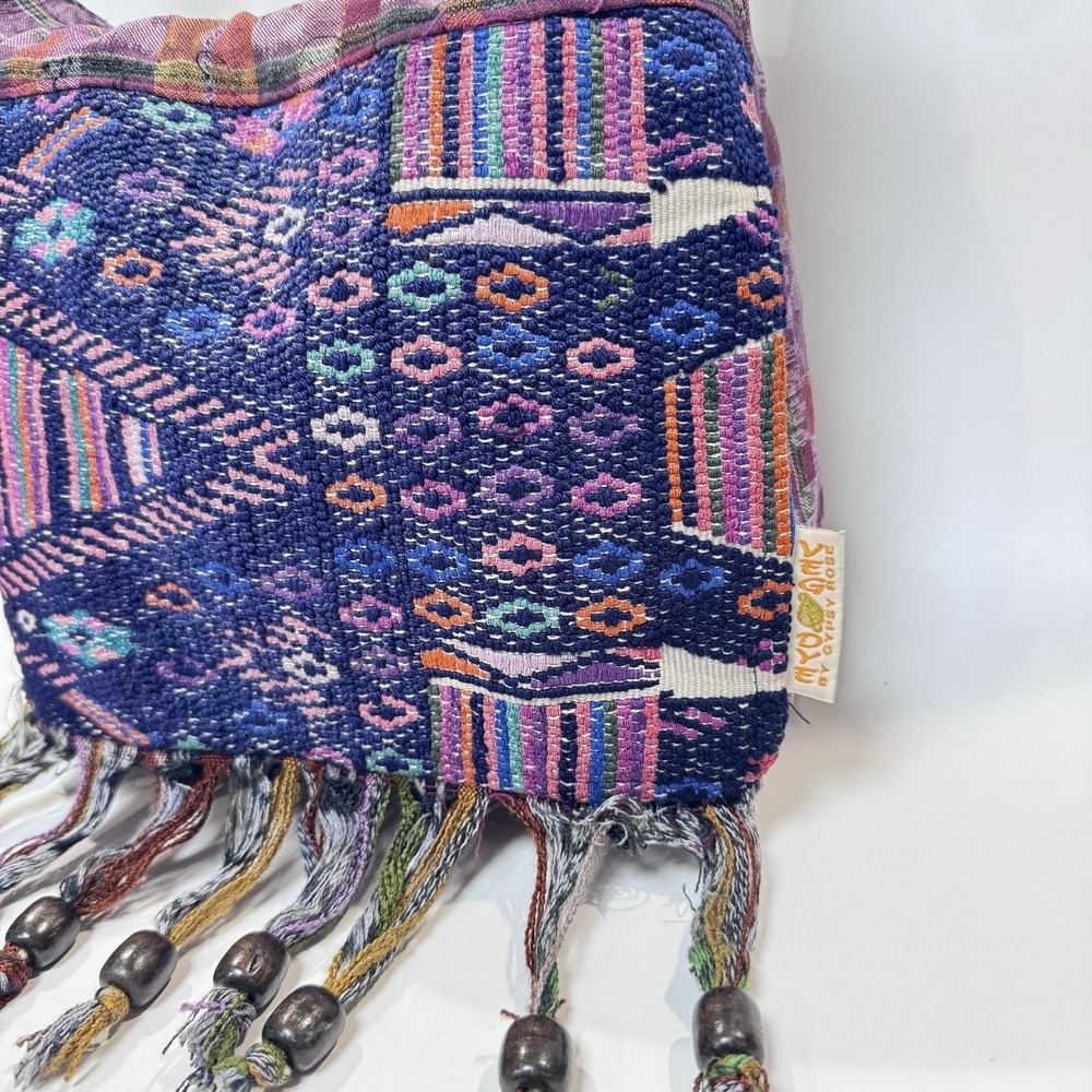 Gypse Rose Flap Interior Zipper Purse Knot 100% Cotton Made in Guatamala Hippie - Picture 4 of 12